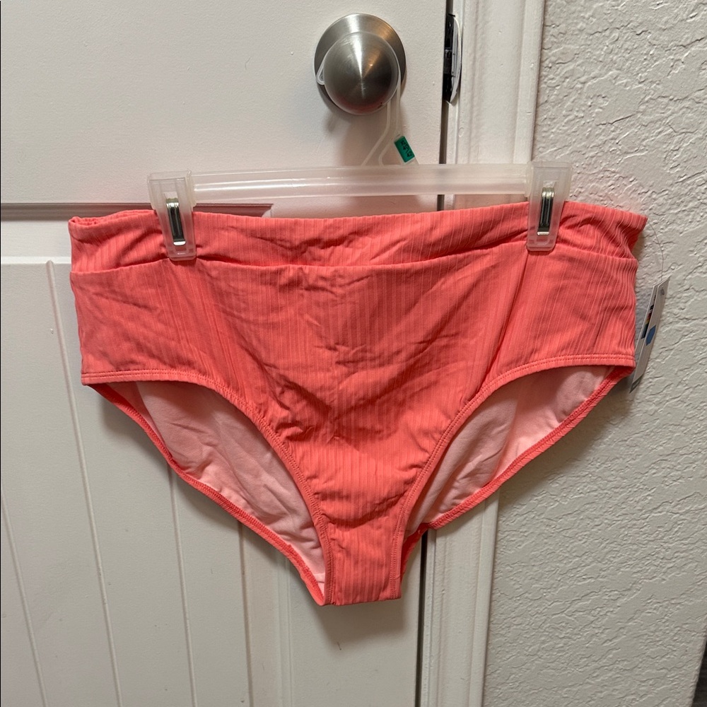 Coral High-Waisted Bikini Bottoms